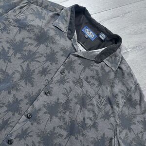 Nat Nast Silk Shirt Mens XL Black‎ Palm Tree Short Sleeve Hawaiian Button up